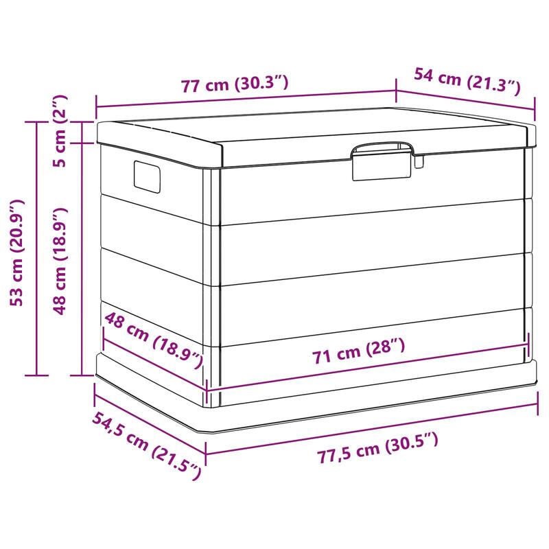 vidaXL Garden Storage Box - Anthracite, 30.5 x 21.5 x 20.9 in, Plastic, 170 L - 30.5 x 21.5 x 20.9 in