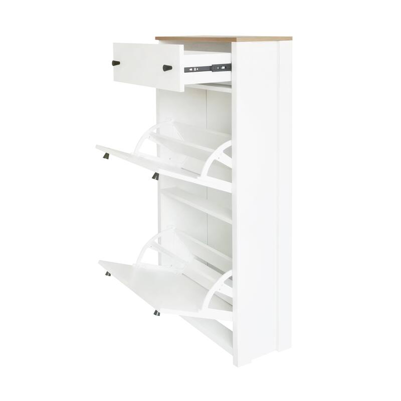 Entryway Organizer Shoe Cabinet with 2 Flip Drawers & Adjustable Panels for Storage and Organization