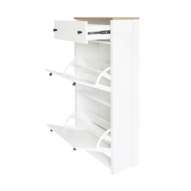 Wood Grain Pattern Top Shoe Cabinet with Drawer