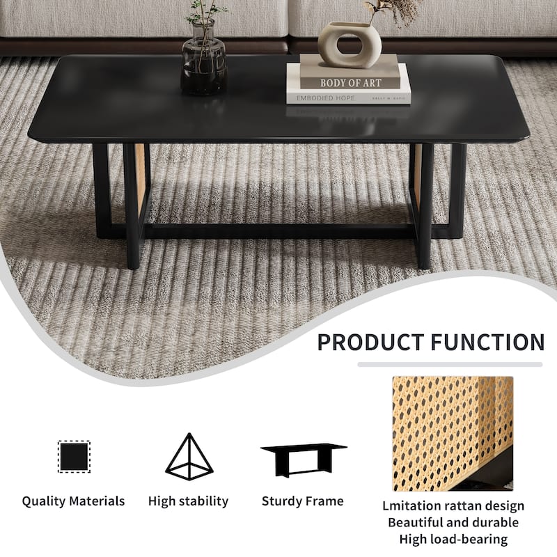 rattan and solid wood coffee table dining table