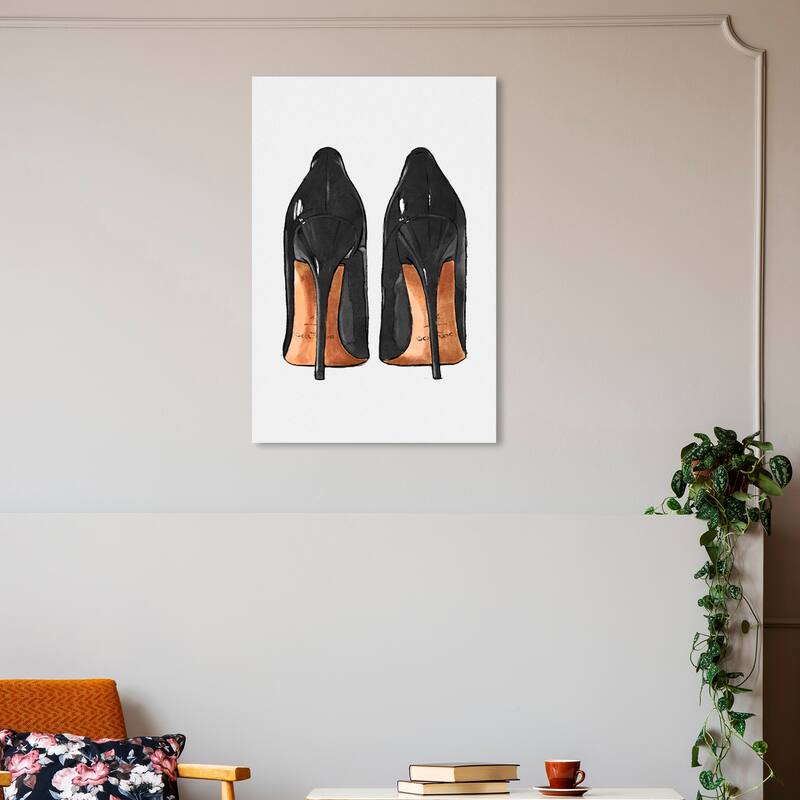 Wynwood Studio Canvas Fashion and Glam Jeweled Night Shoes Black and Glam Wall Art Canvas Print - 30 x 20