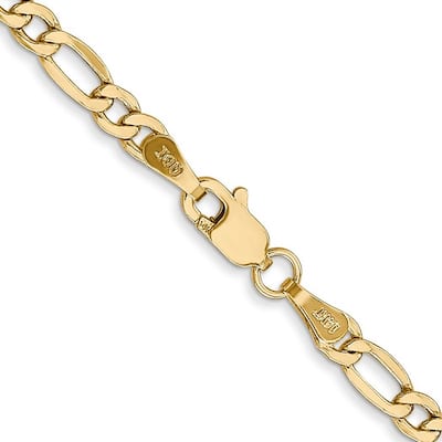 Curata 10k Yellow Gold Unisex Wide 6.25mm Semi Solid Figaro Chain Bracelet Options: 7" 8" 9"