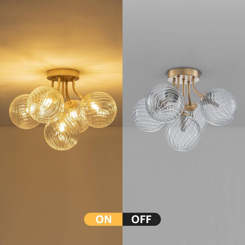 Starsky 5-LIght Globe Glass Sputnik Semi Flush Mount Ceiling Light