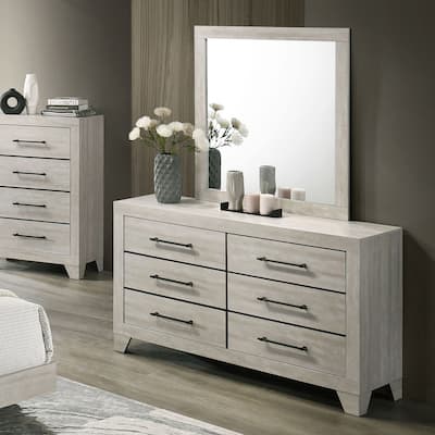 Furniture of America Imana Modern 2-Piece Light Grey Wood 6-Drawer Dresser and Mirror Set