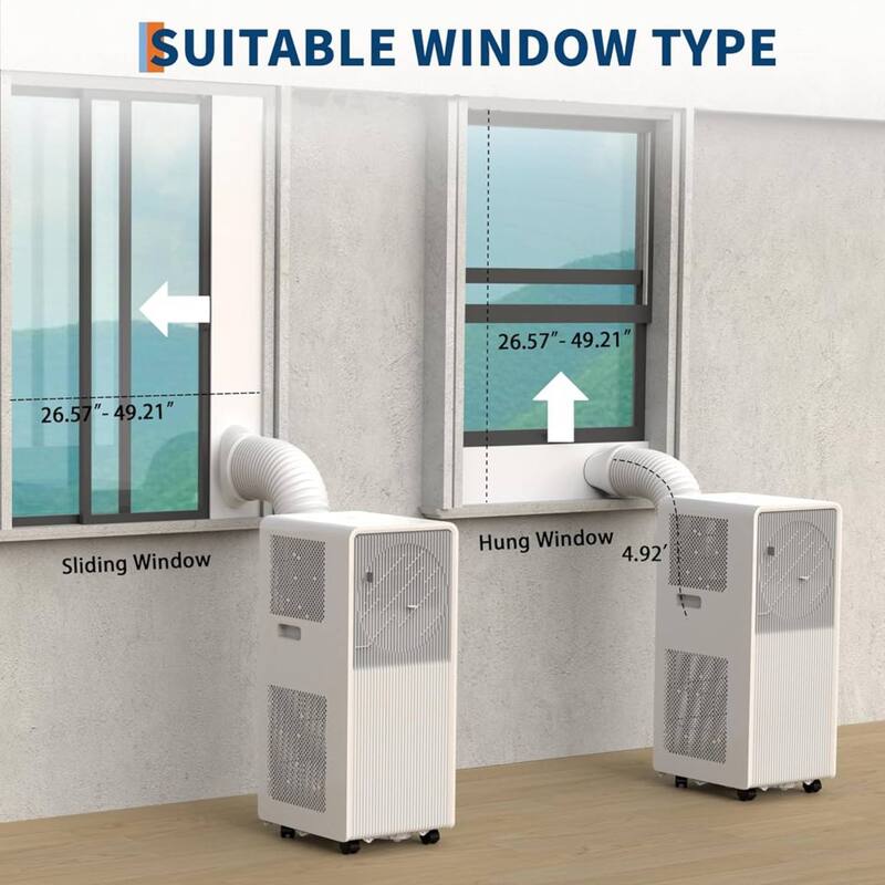 14,000 BTU Portable Air Conditioner with Drainage-Free, Remote Control for Large Room, Campervan, Office - N/A