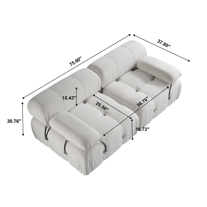 Modern Loveseat Couch Teddy Sectional Sofa