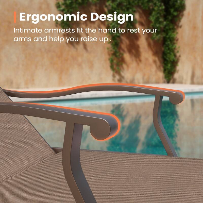 Pellebant 2PCS Patio Aluminum Adjustable Chaise Lounge Chair