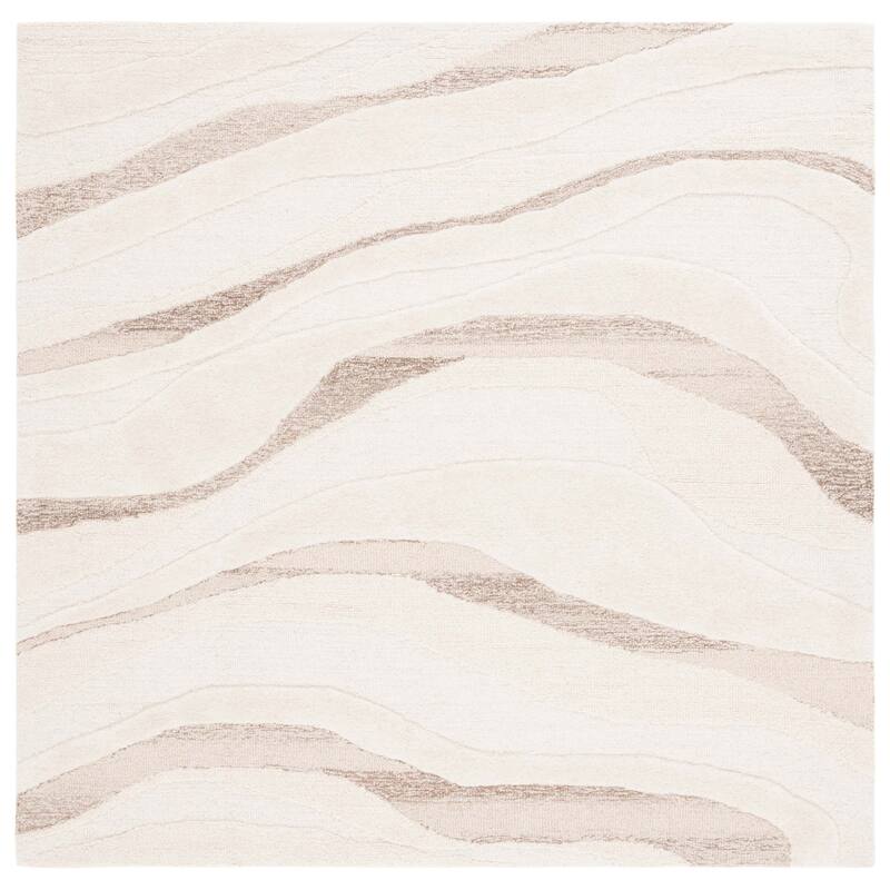 SAFAVIEH Handmade Fifth Avenue Ubbina Mid-Century Modern New Zealand - 6' x 6' Square - Ivory/Beige - Square/Runner