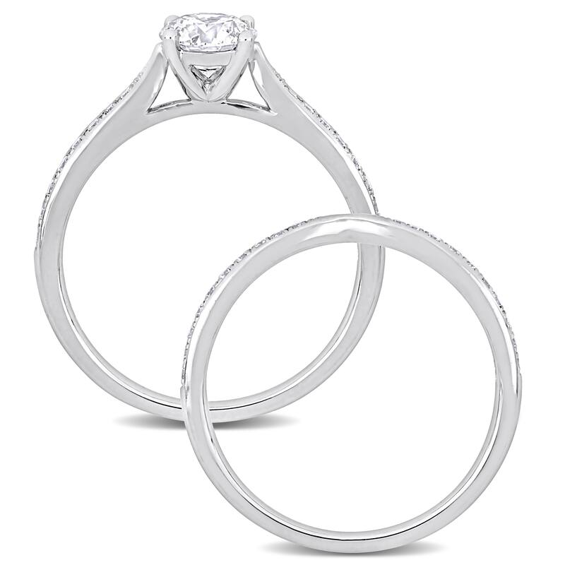 Miadora 3/4ct TDW Diamond Solitaire Bridal Ring Set in 14k White Gold
