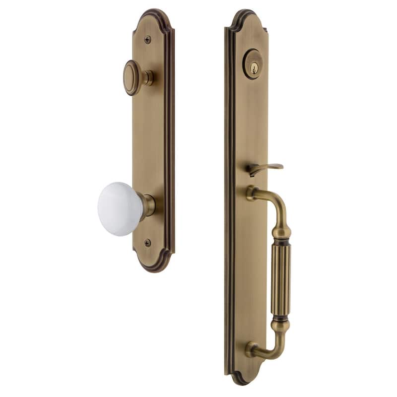Grandeur Arc Solid Brass Rose Dummy Full Plate 'F' Grip Handleset with - Vintage Brass