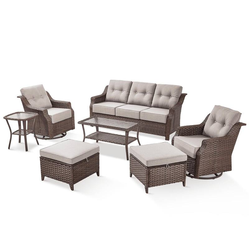 Pocassy Wicker Sofa Chair Set for Garden