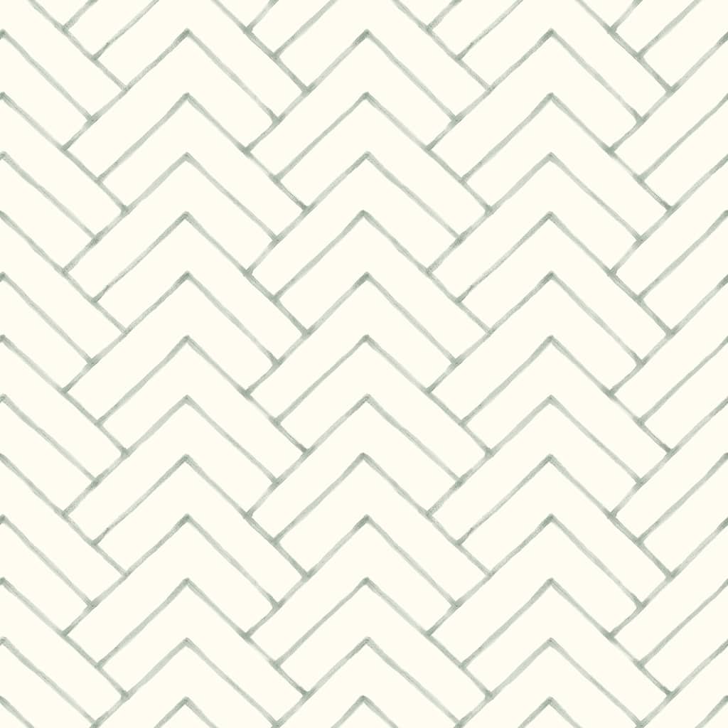 Chesapeake Oswin Teal Tiered Herringbone Wallpaper