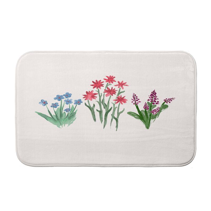 Flower Trio Bath Mat - 17 x 24 - Blue