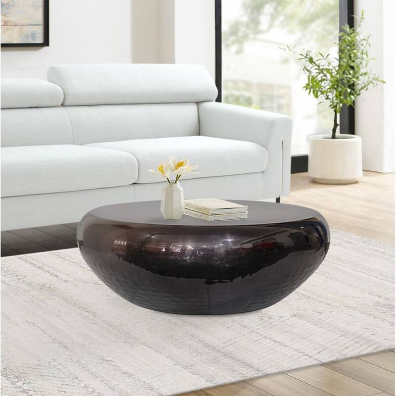 Pasargad Home Helios Drum Shape Coffee Table - W39" x D34.5" x H14.5"
