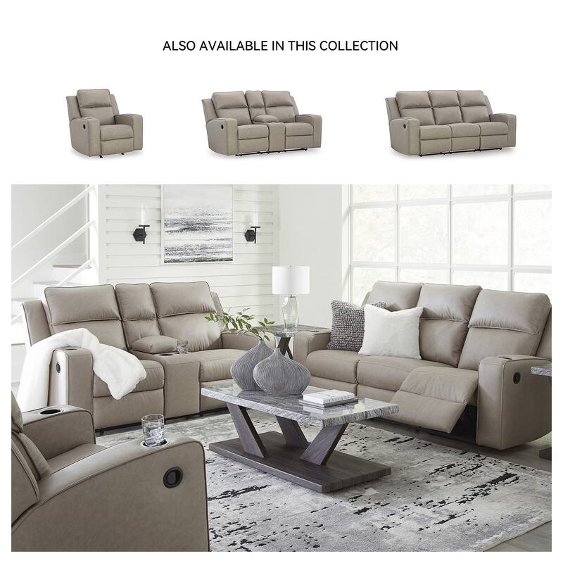 Signature Design by Ashley Lavenhorne Pebble Reclining Sofa with Drop Down Table - 87"W x 42"D x 43"H