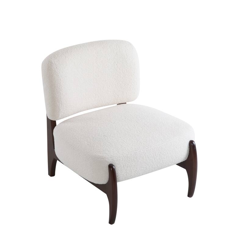 Beige Side Chair Accent Chair Reception Chair Office Chair Leisure Chair Armless Chair with Wood Legs