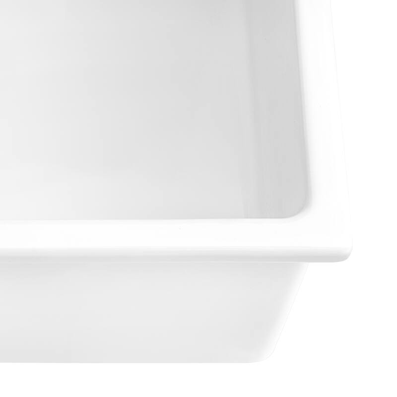 Ruvati 27-inch Fireclay Undermount / Drop-in Topmount Kitchen Sink Single Bowl - White - RVL2707WH - 26-1/2" x 19"