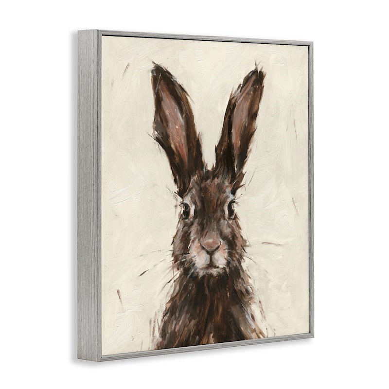 Stupell Brown European Rabbit Hare Portrait Painting Framed Giclee Texturized Art by Ethan Harper