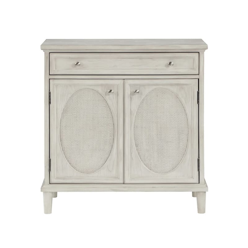 Rollins 2 Door 1 Drawer Cabinet Antique White Oval