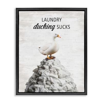 Stupell Duck & Laundry Pile Framed Floater Canvas Wall Art Design By Lettered and Lined