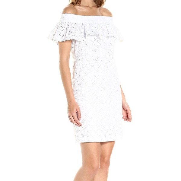 calvin klein white off the shoulder dress