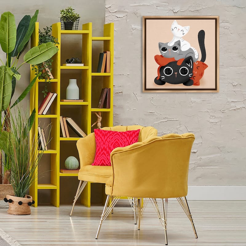 Stupell Stacked Cats Pile Framed Floater Canvas Wall Art Design By Sarah Hickman