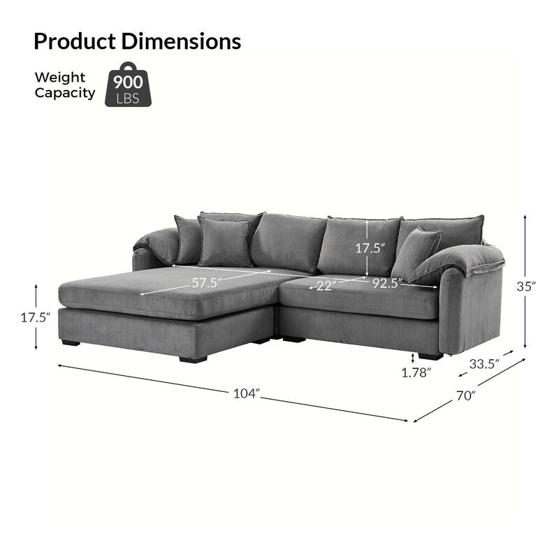 Cesare Modern 2-Piece Reversible Cushions Sectional with Storage by HULALA HOME