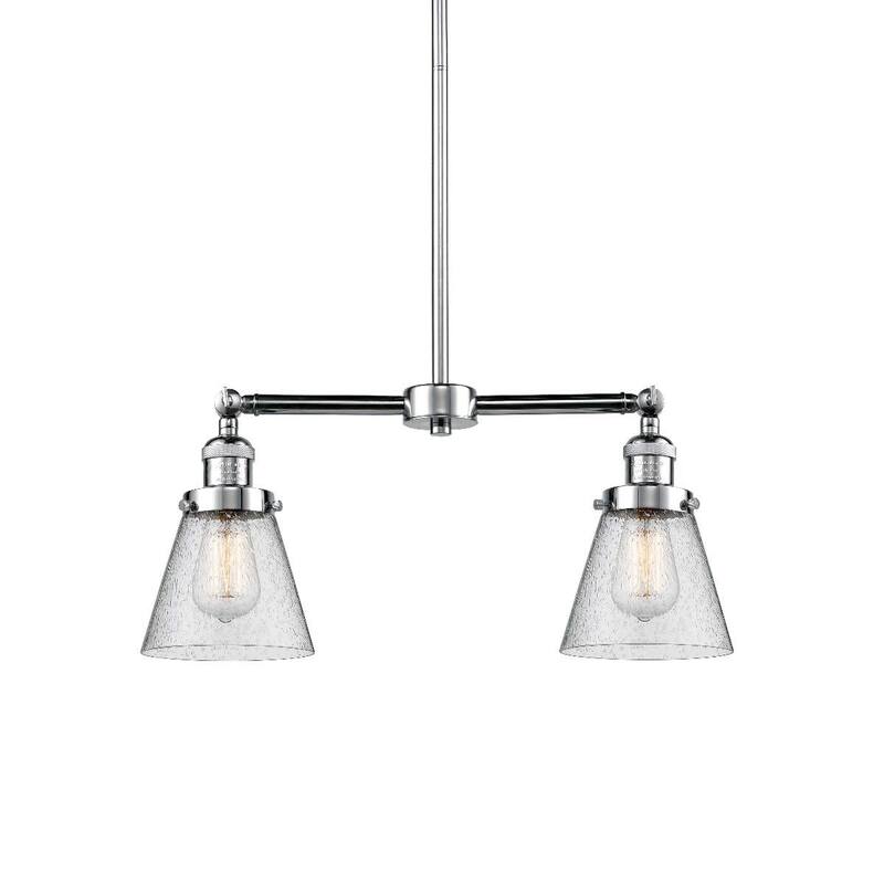 Innovations Lighting Small Cone 2 Light 21" Wide Linear Chandelier - Polished Chrome / Seedy