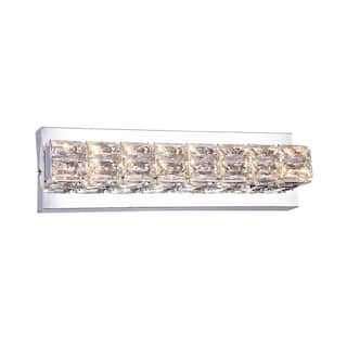 1-Light Chrome Wall Sconce With Clear Crystal Accents