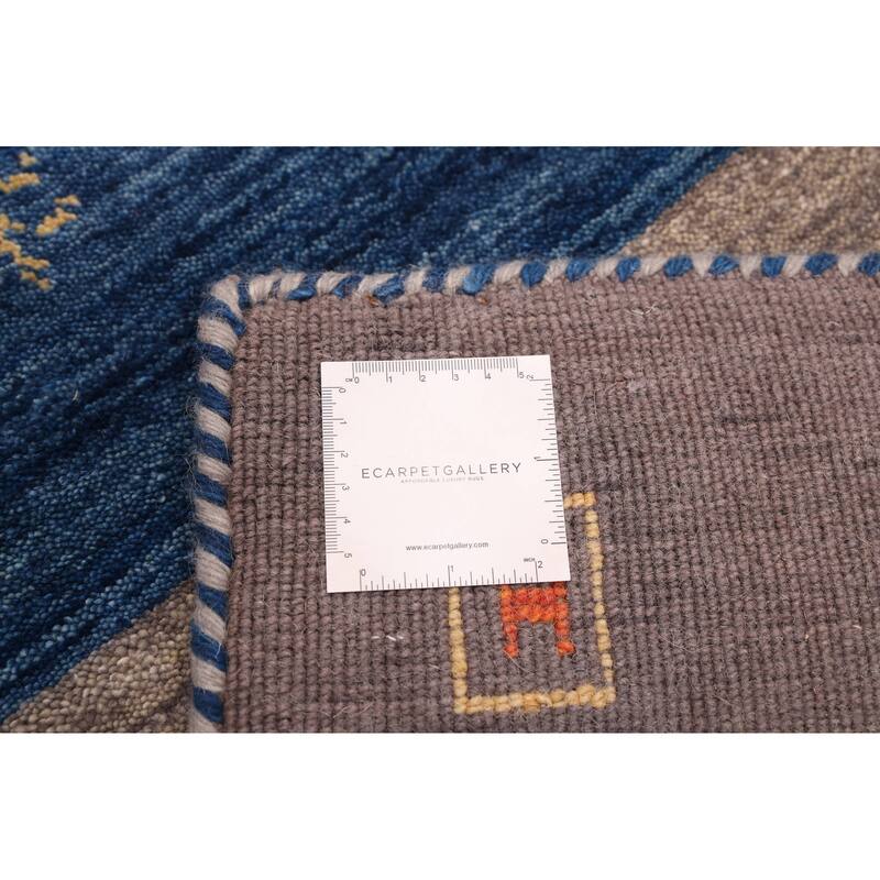 ECARPETGALLERY Hand Loomed Kashkuli Gabbeh Dark Blue Wool Rug - 6'10 x 9'9