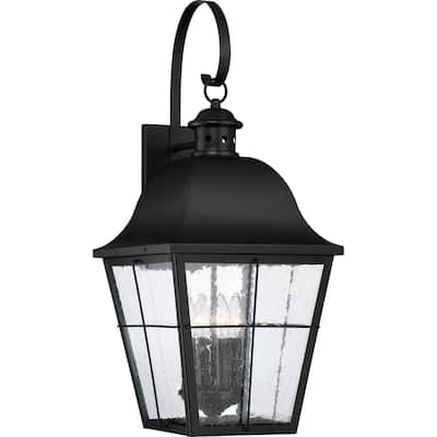 Mystic Black Four Light Outdoor Wall Lantern from the Millhouse Collection