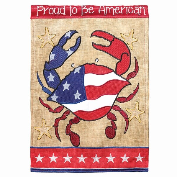 42" x 29" American Flag Crab "Proud To Be American" Garden Flag - N/A