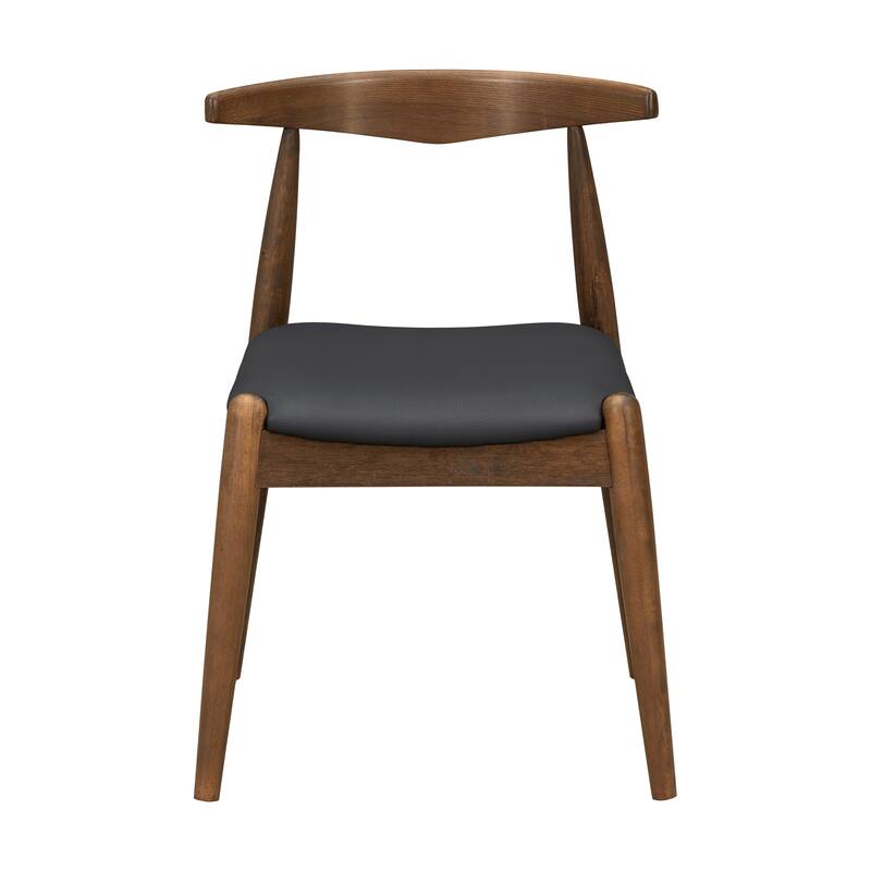 Set of 2 Rubberwood Dining Chairs, Ergonomic Backrest & Faux Leather Upholstery