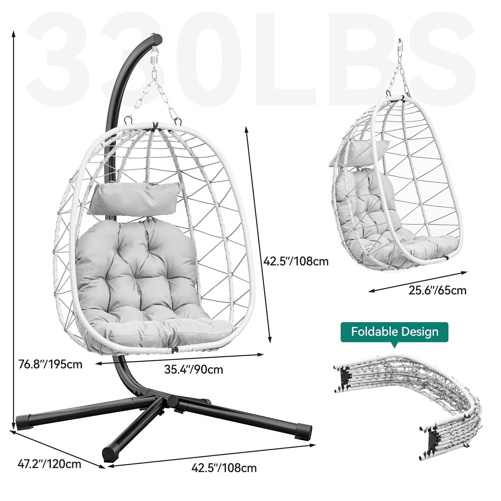 Hanging Swing Chair with Stand for Indoor or Outdoor Relaxation-image