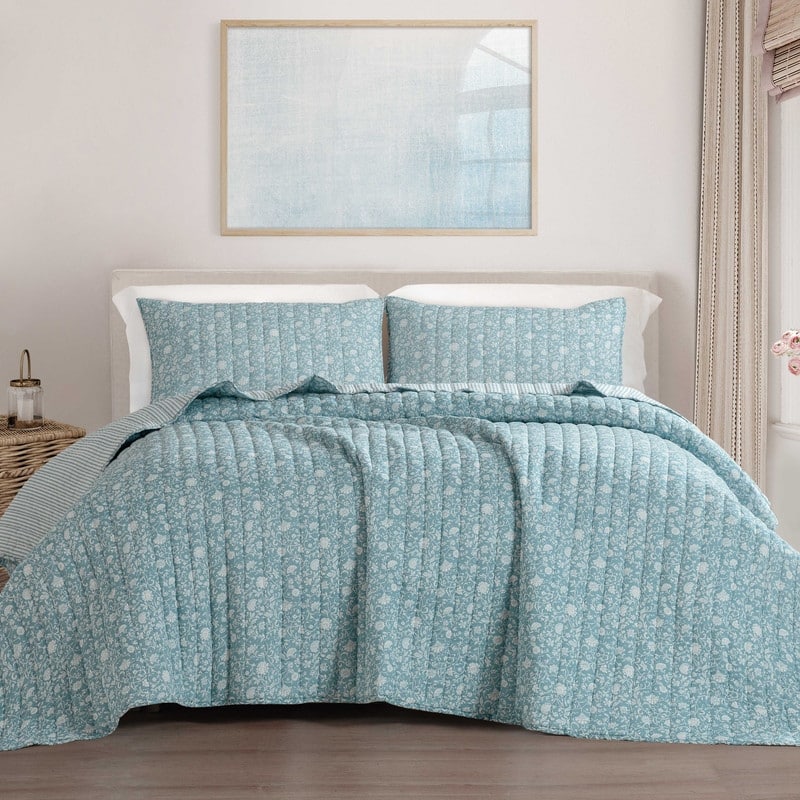 Wonderful Cotton Voile Quilt Set 3 Piece Floral Printed