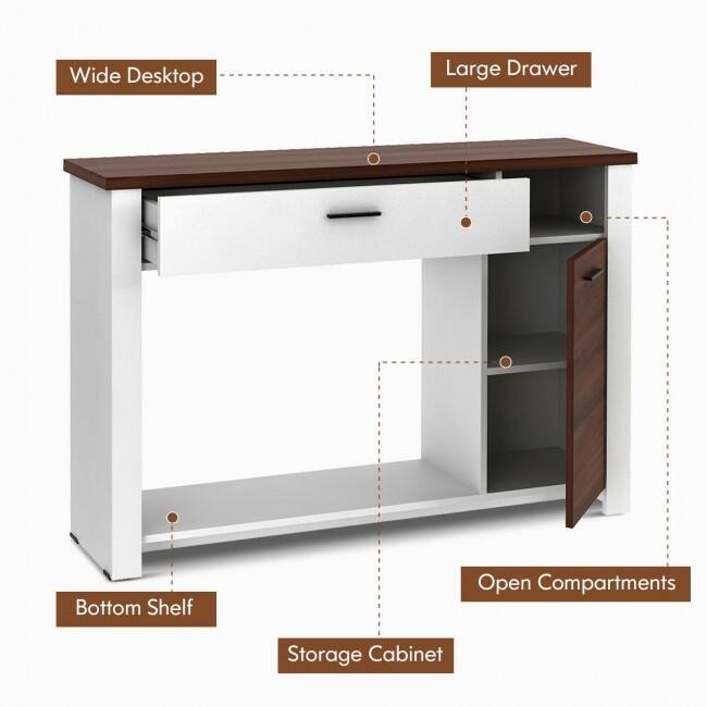48 Inch Console Table with Drawer and Cabinet - 48" x 12" x 31.5"(L x W x h)
