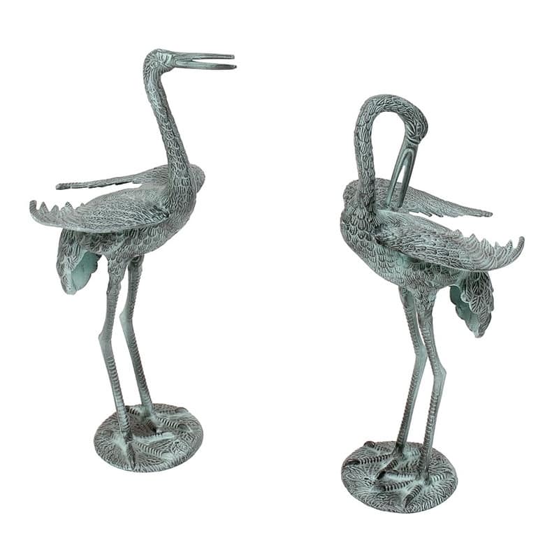 Achla Designs Outdoor Preening Crane Pair Statue, 23 Inch Tall, Blue-Grey Verdi Painted Finish
