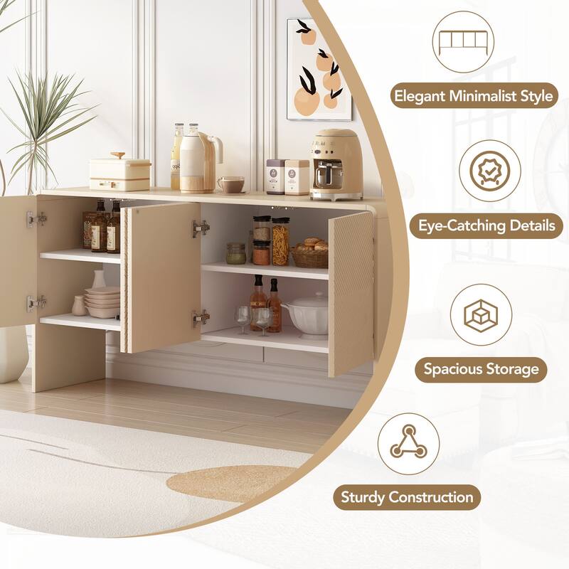 Large Storage Space Sideboard with 4 Doors