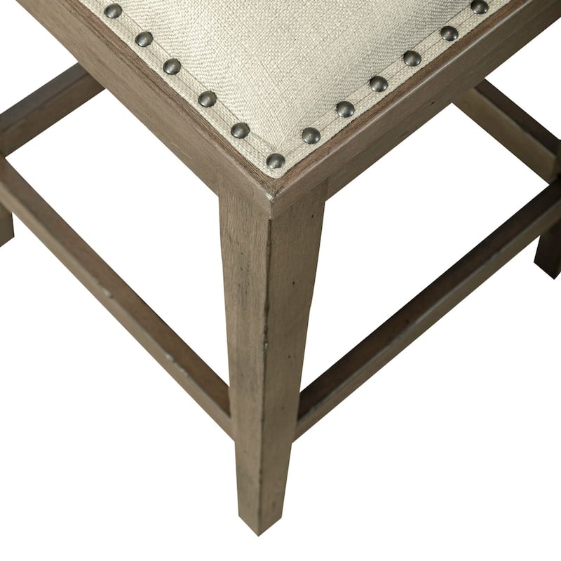 Americana Farmhouse Dusty Taupe Upholstered Console Stool