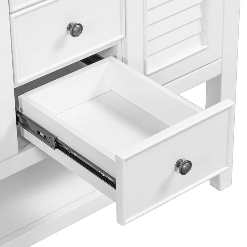 36" Bathroom Vanity with/without Sink, Bathroom Vanity Cabinet with 2 Cabinets and Drawers, Open Shelf, Solid Wood Frame