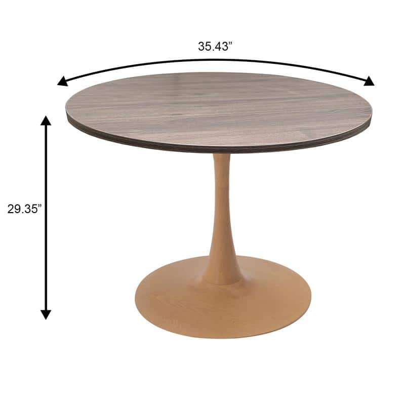 Bristol 36" Round Dining Table - MDF Wood Top with Natural Wood Steel Pedestal Base - Modern Kitchen & Dining Room Table