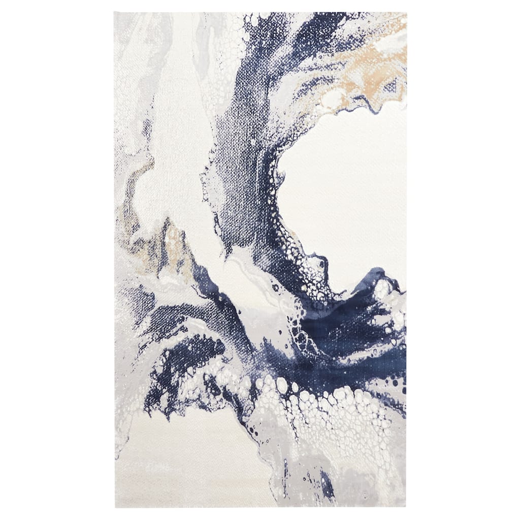 ECARPETGALLERY Machine Made Bloom Blue Area Rug