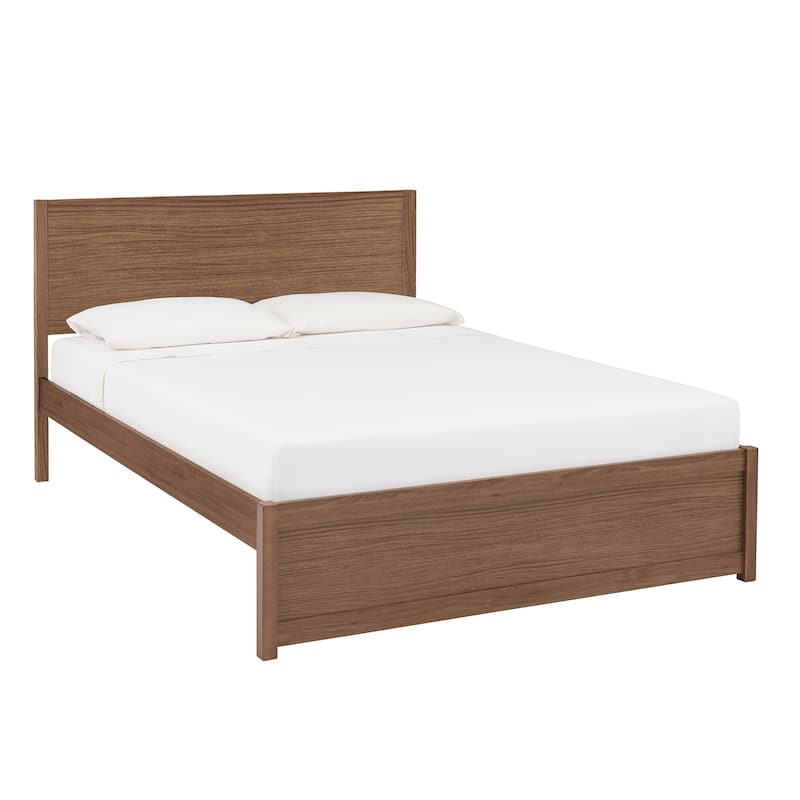 Wimberley Wood Finish Panel Platform Queen Bed by iNSPIRE Q Modern - Solid Panel Headboard-Walnut
