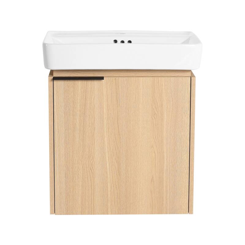 Plywood Wall-Mounted Bathroom Vanity with Integrated Resin Sink