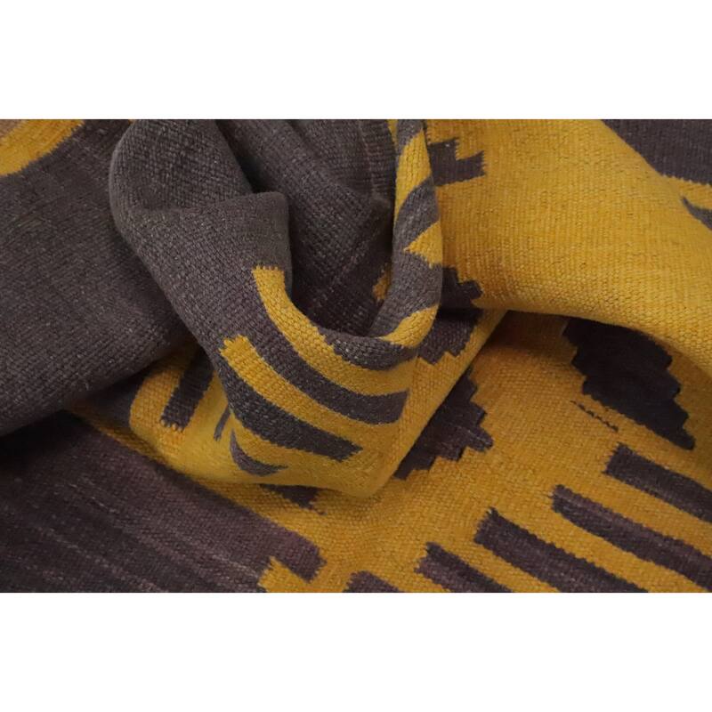 Hand Woven Oriental 100% Wool Carpet Southwestern Tribal Purples Kilim Area Rug - 8' 3'' X 4' 10''