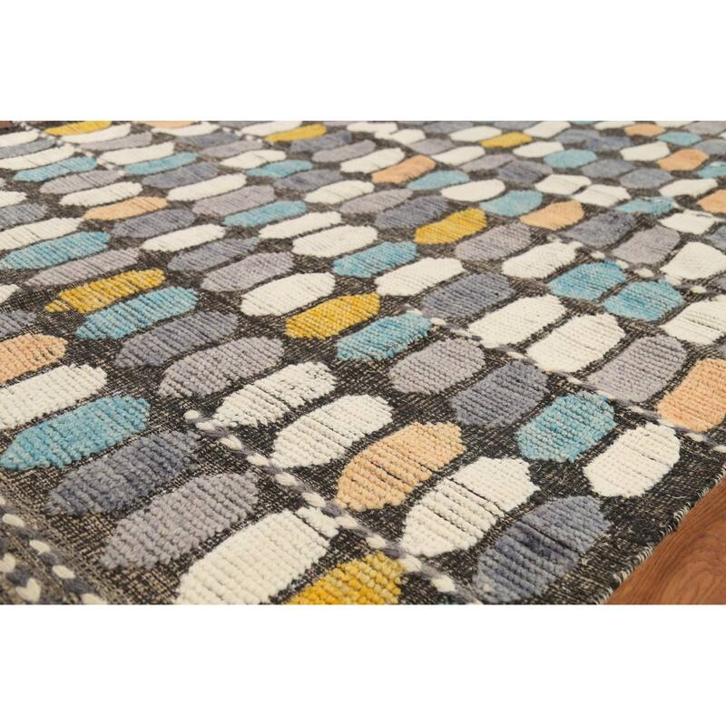 All-Over Geometric Moroccan Contemporary Area Rug Handmade Wool Carpet - 5'11"x 9'7"