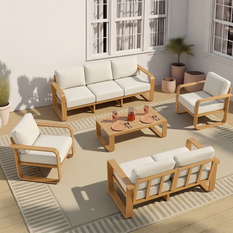 Spruce & Spring Outdoor Patio Furniture Set Aluminum Sofa Accent Chair