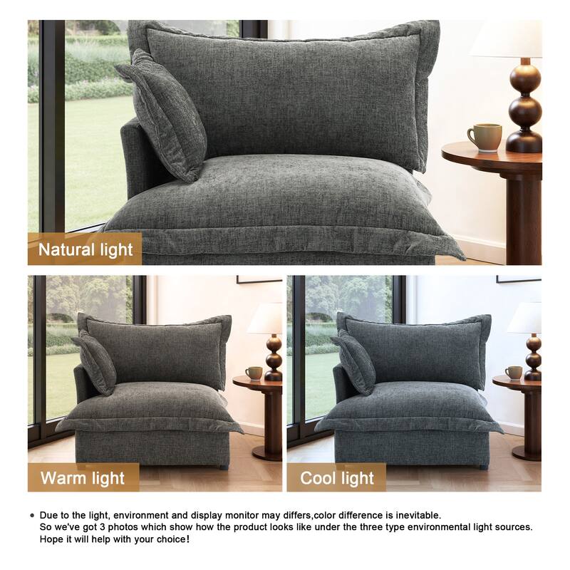 40"W Oversized Upholstered Chenille Comfy Cloud Corner Accent Chair