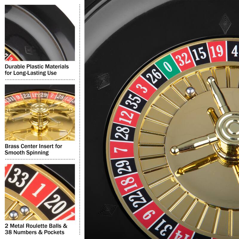 Trademark Games 10-Inch Roulette Wheel Casino Game with Metal Balls - Black
