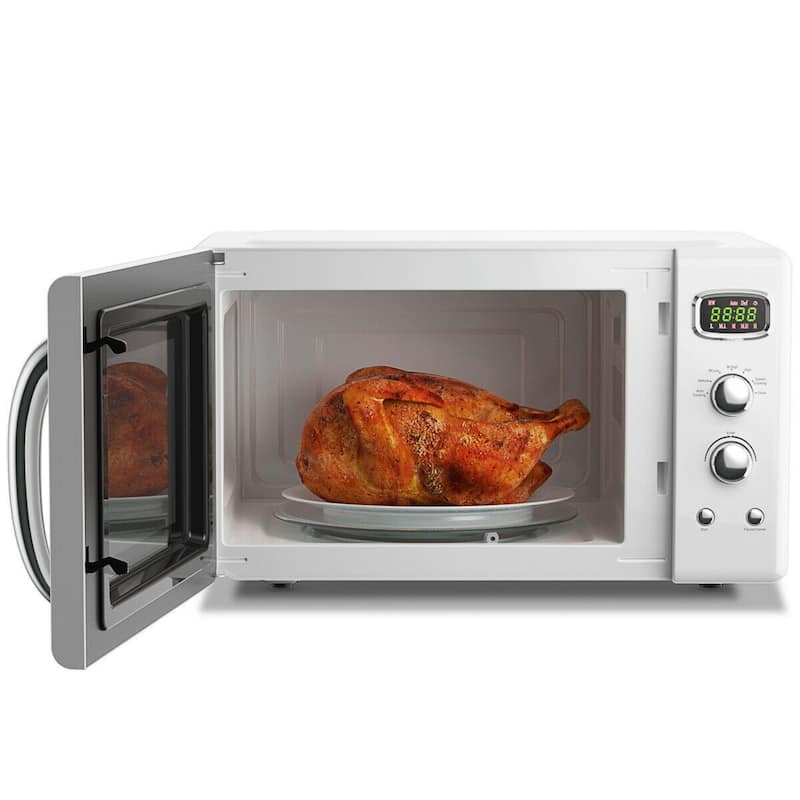 0.9 Cu Ft Microwave Oven with 360 Degree Rotating Glass Turntable and 5 Cooking Modes Child Safety Lock - 19.5" x 14" x 11"